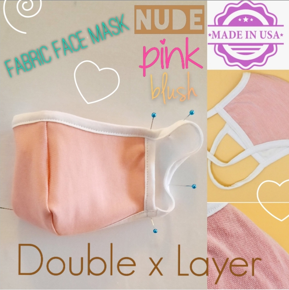 Blush Pink Fabric Face Mask - 2 sided New!